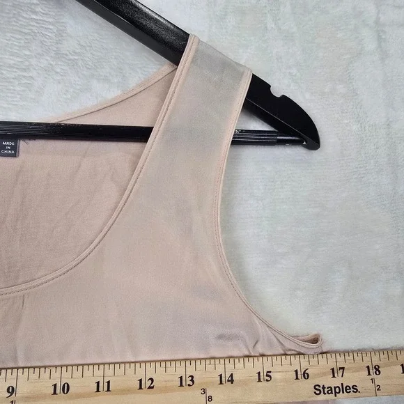 Vince Womens Mixed Media Silk Front Tank Top Blush Pink Scoop Neck XS - Picture 3 of 7